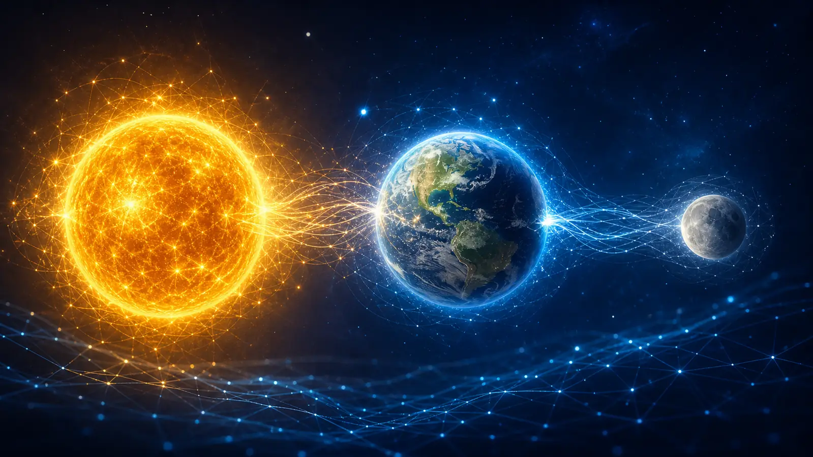GPT-5.6 Sol, Terra y Luna representados como una red de inteligencia artificial